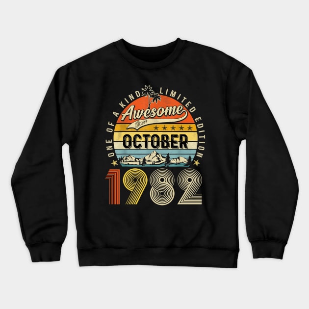 Awesome Since October 1982 Vintage 41st Birthday Crewneck Sweatshirt by Vintage White Rose Bouquets